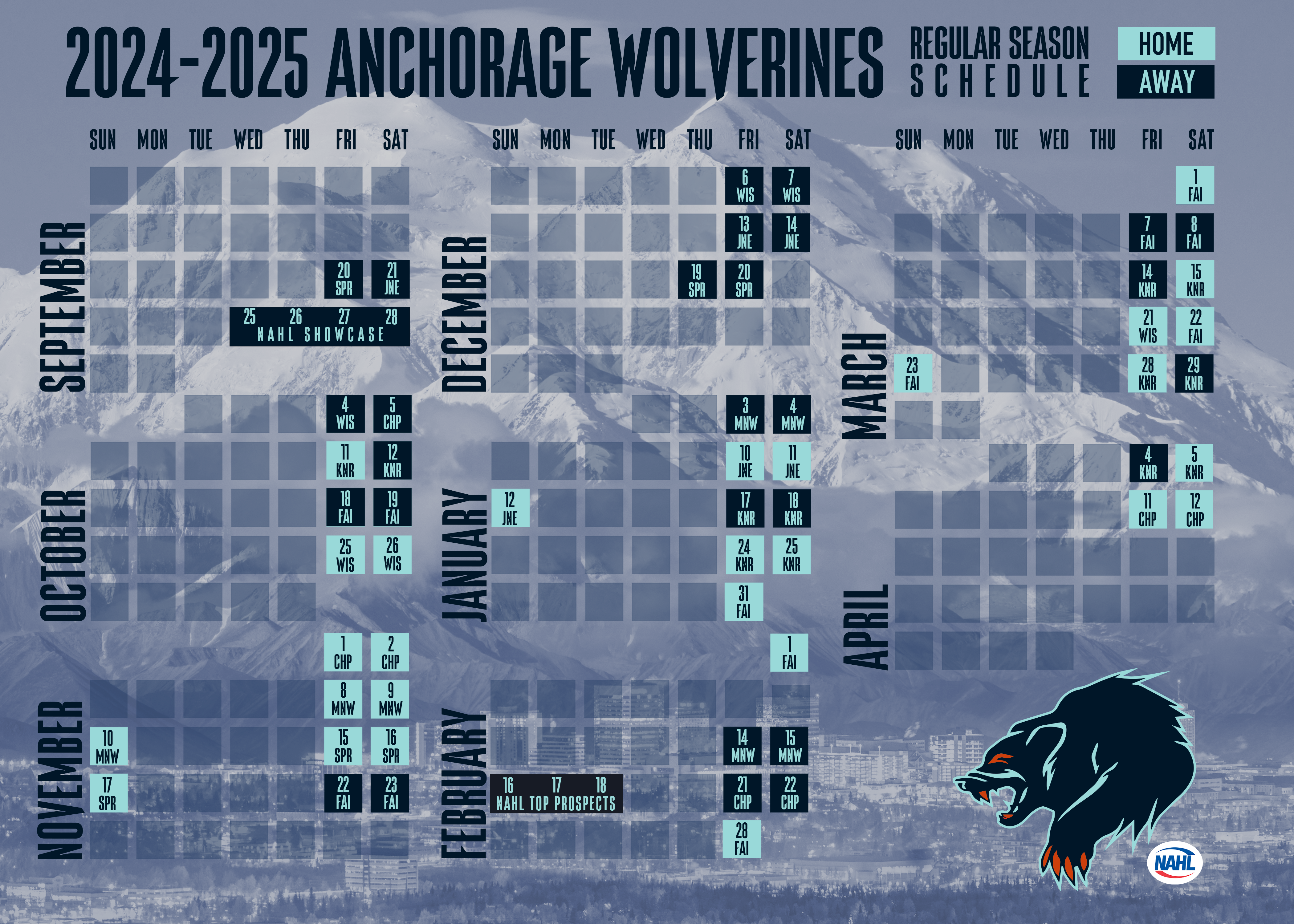2024-2025 Anchorage Wolverines Regular Season Schedule