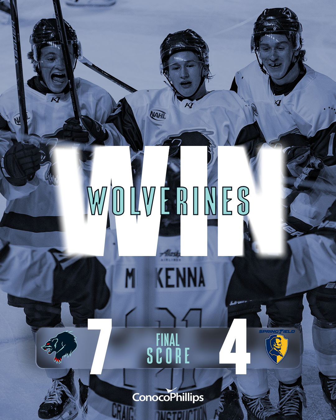 Final Score from the Anchorage Wolverines 7-4 win over the Springfield Jr. Blues Final Score from the Anchorage Wolverines 7-4 win over the Springfield Jr. Blues